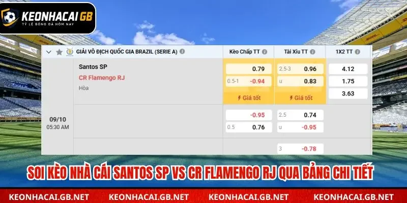 Bảng tổng kết soi kèo nhà cái Santos SP vs CR Flamengo RJ